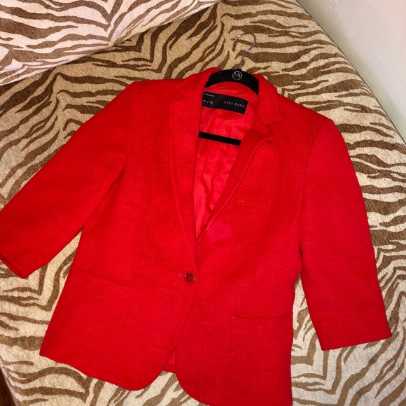 zara red jacket